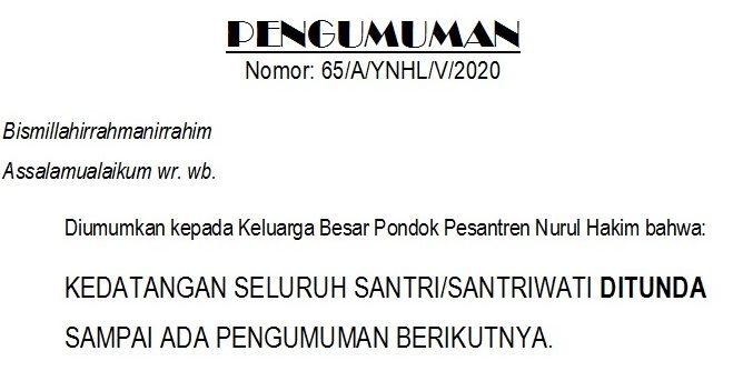 Pengumuman Covid 1a